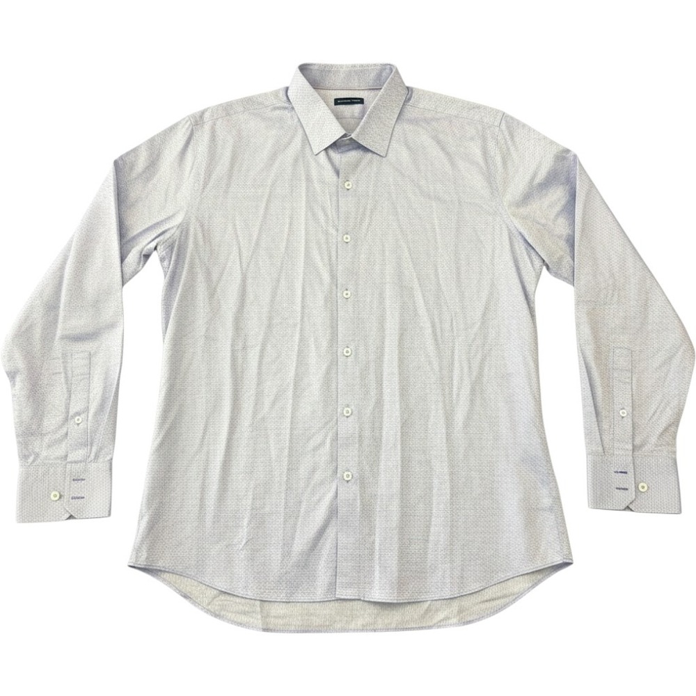Zachary Prell Mens XL Purple Tessitura Monti Geometric Linen Blend Button Shirt